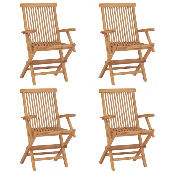 Chaises de jardin avec coussins gris 4 pcs Bois de teck massif