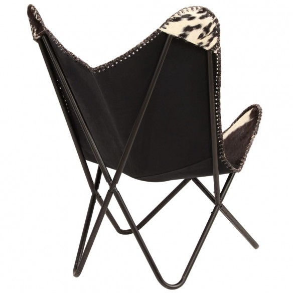 Chaise papillon Noir et blanc Cuir véritable de chèvre