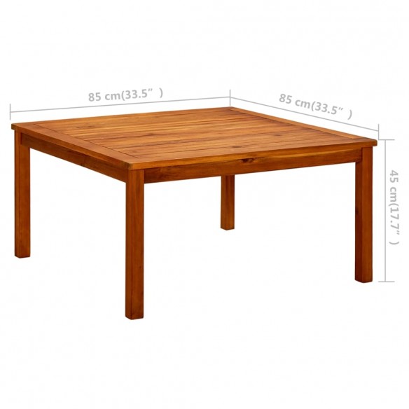 Table basse de jardin 85x85x45 cm Bois solide d'acacia