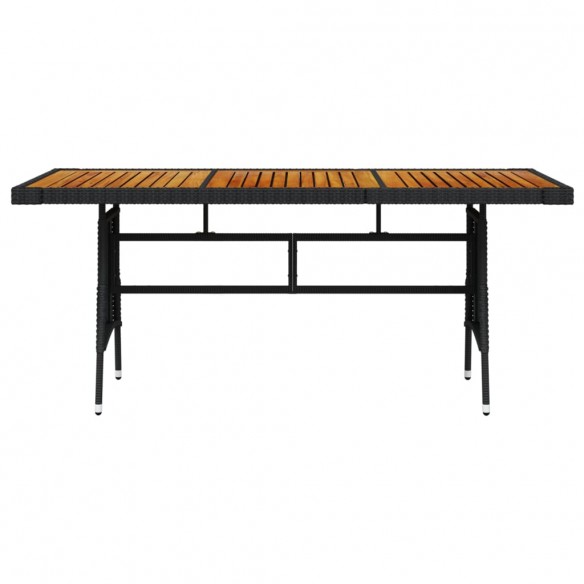 Table de jardin Noir 160x70x72 cm Résine tressée et acacia