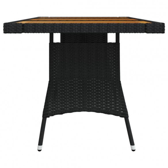 Table de jardin Noir 160x70x72 cm Résine tressée et acacia