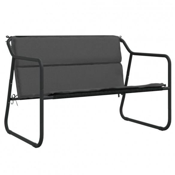 Banc de jardin à 2 places avec coussin anthracite acier