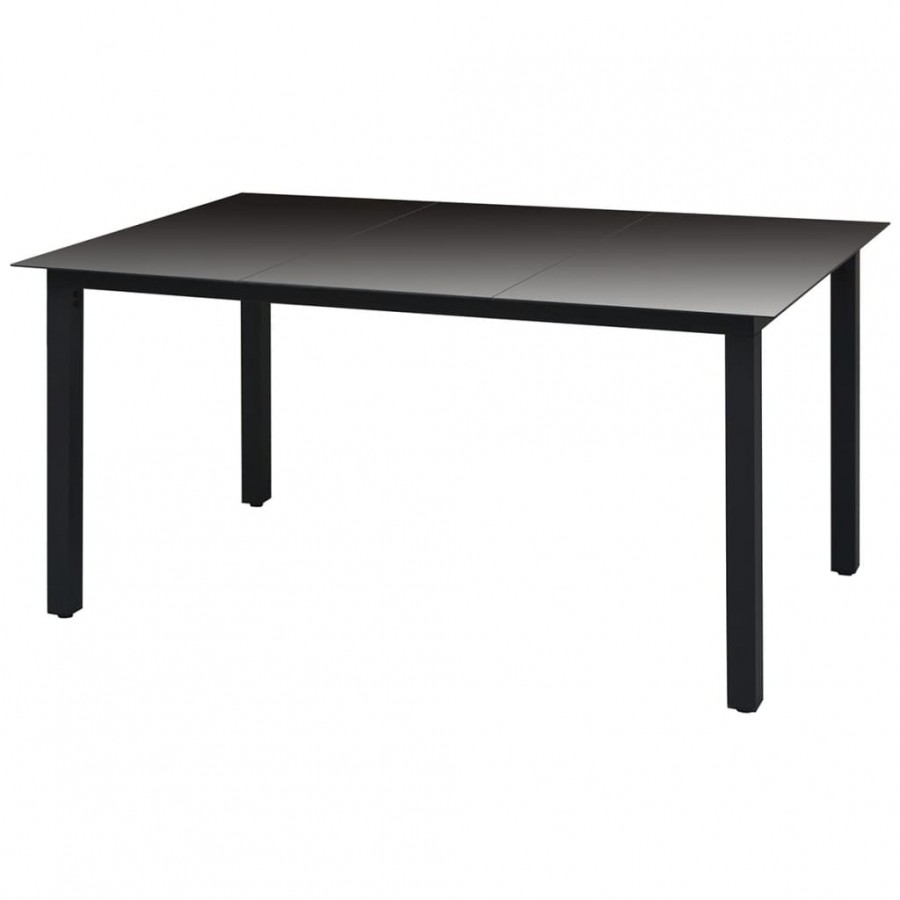 Table de jardin Noir 150 x 90 x 74 cm Aluminium et verre