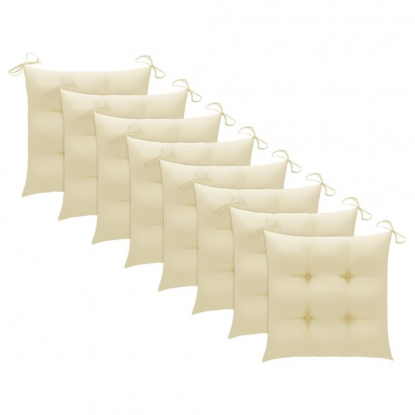 Chaises à dîner d'extérieur 8 pcs avec coussins Acacia massif