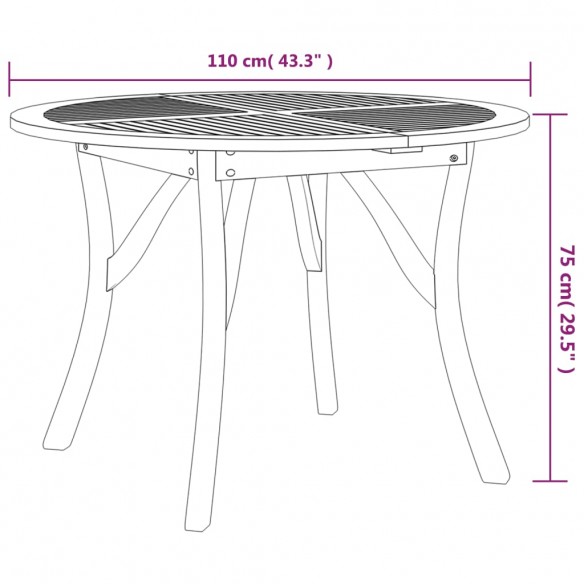 Table de jardin Ø 110 cm Bois d'acacia solide