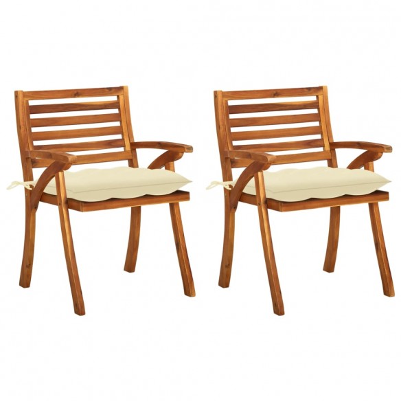 Chaises à dîner de jardin avec coussins 2 pcs Acacia massif