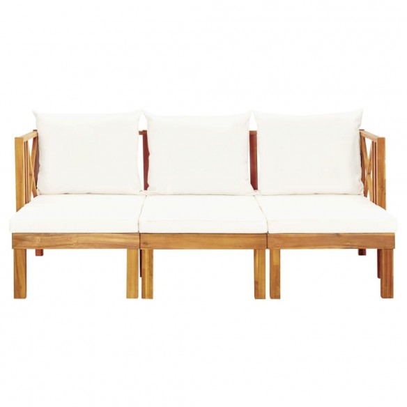 Banc de jardin 3 places et coussins 179 cm Bois d'acacia massif