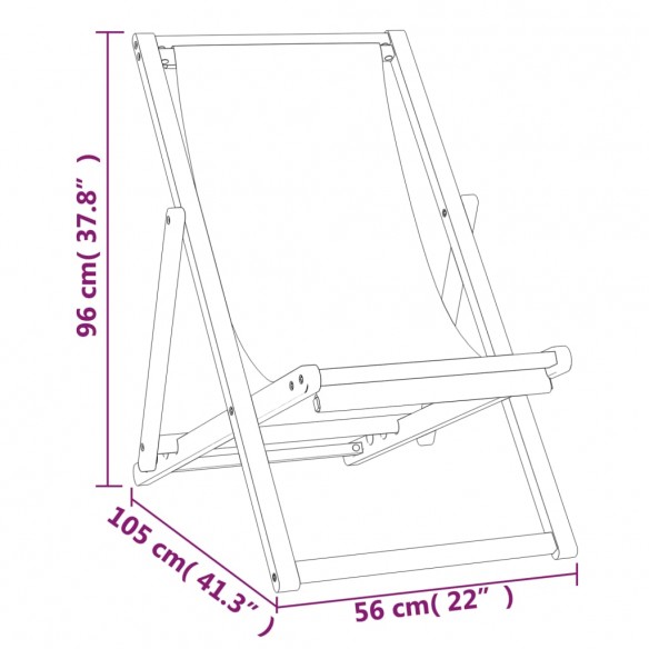 Chaise de terrasse Teck 56 x 105 x 96 cm Bleu