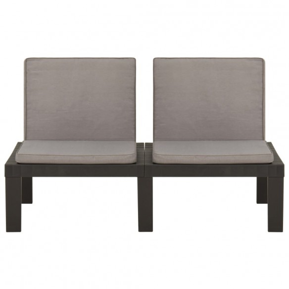 Bancs de salon de jardin avec coussins 2 pcs Plastique Gris