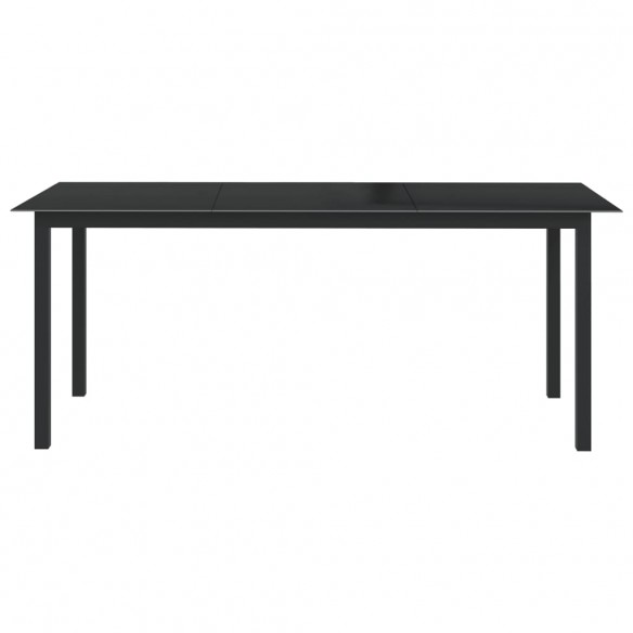 Table de jardin Noir 190x90x74 cm Aluminium et verre