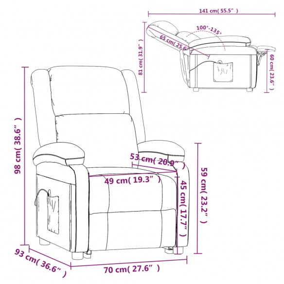 Fauteuil de massage Gris clair Tissu