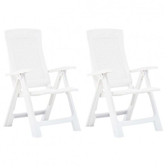 Chaises inclinables de jardin 2 pcs Plastique Blanc