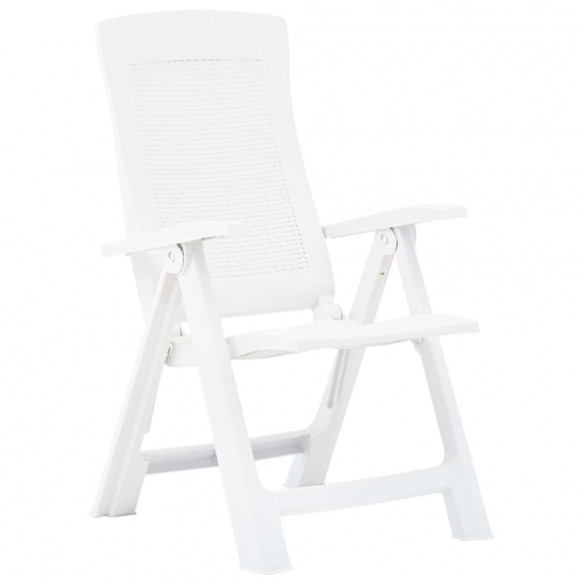 Chaises inclinables de jardin 2 pcs Plastique Blanc