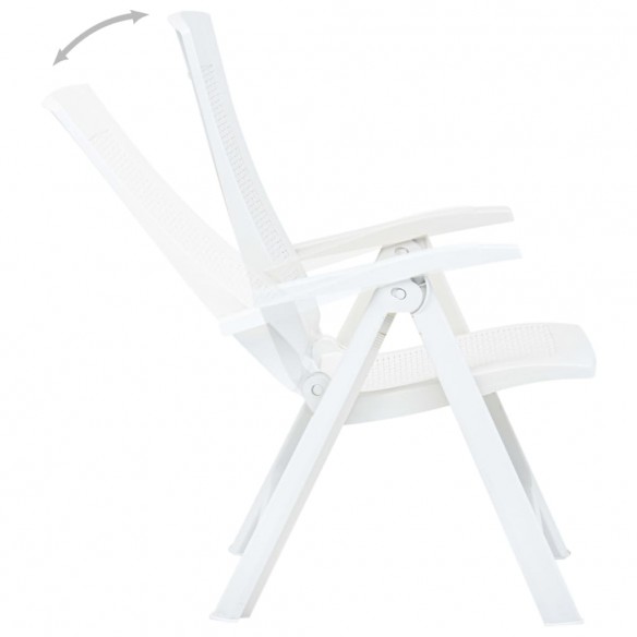 Chaises inclinables de jardin 2 pcs Plastique Blanc