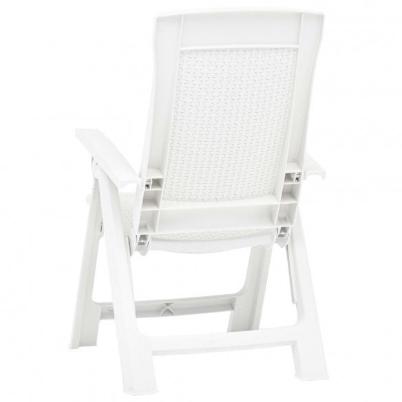 Chaises inclinables de jardin 2 pcs Plastique Blanc