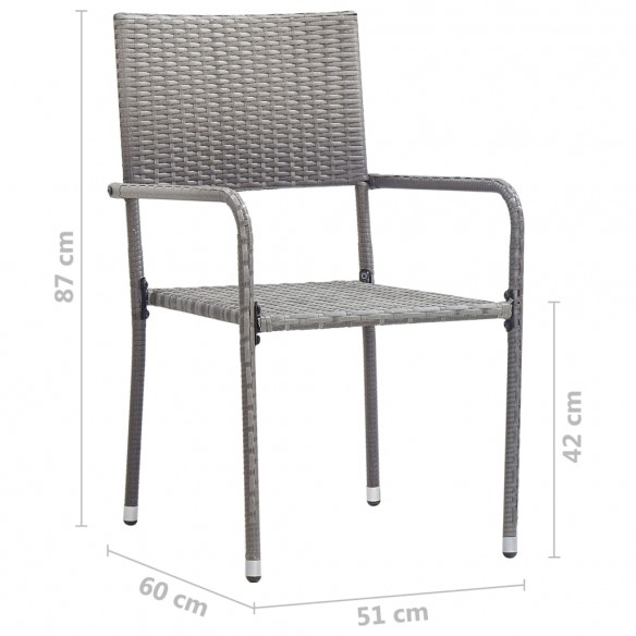 Chaises à dîner d'extérieur 6 pcs Résine tressée Anthracite