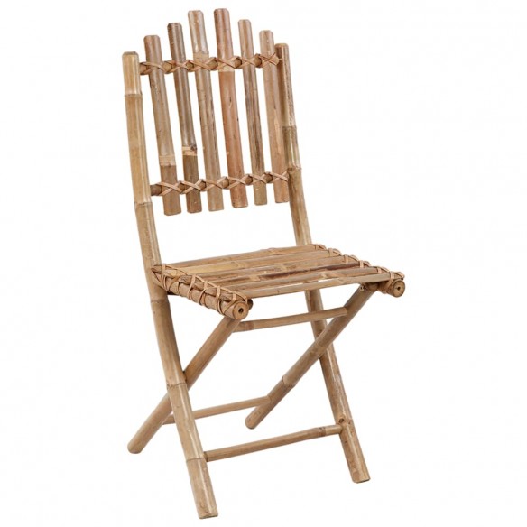 Chaises pliables de jardin 2 pcs avec coussins Bambou