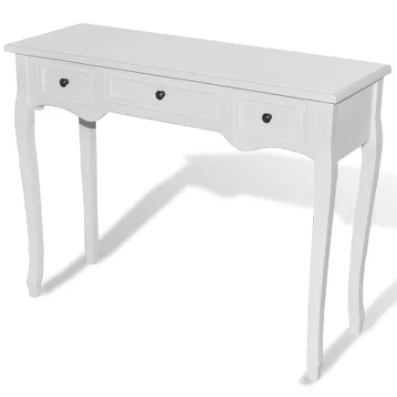 Table de console et coiffeuse avec 3 tiroirs Blanc 2