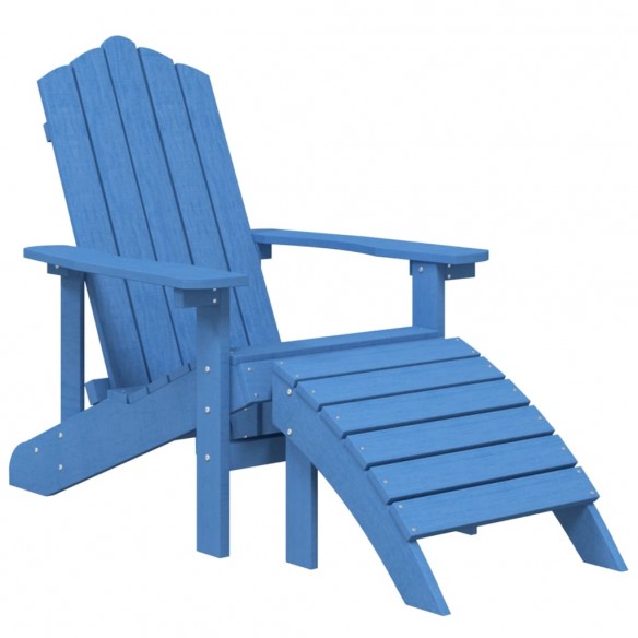 Chaise de jardin Adirondack repose-pied table PEHD Bleu aqua