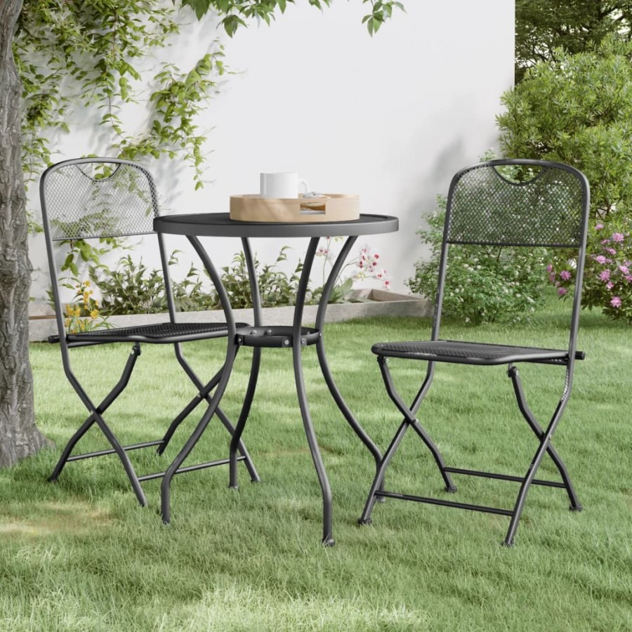 Chaises pliables de jardin 2 pcs Maille métallique Anthracite