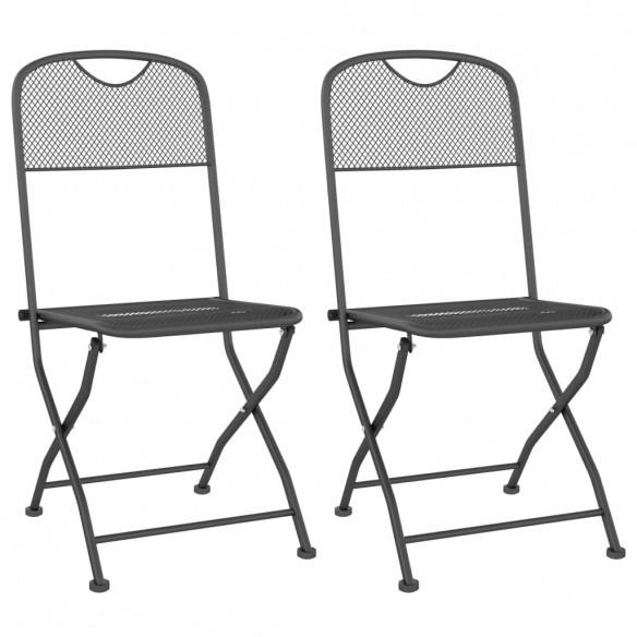 Chaises pliables de jardin 2 pcs Maille métallique Anthracite