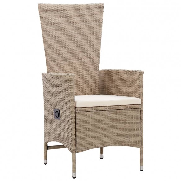 Chaises d'extérieur 2 pcs avec coussins Résine tressée Beige