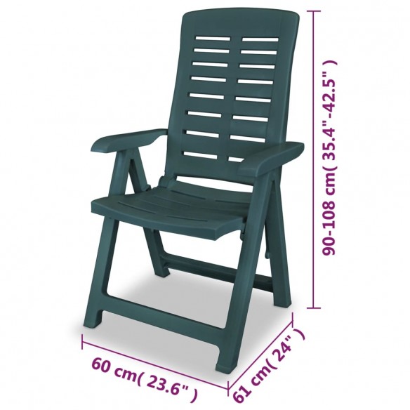 Chaises inclinables de jardin 4 pcs Plastique Vert