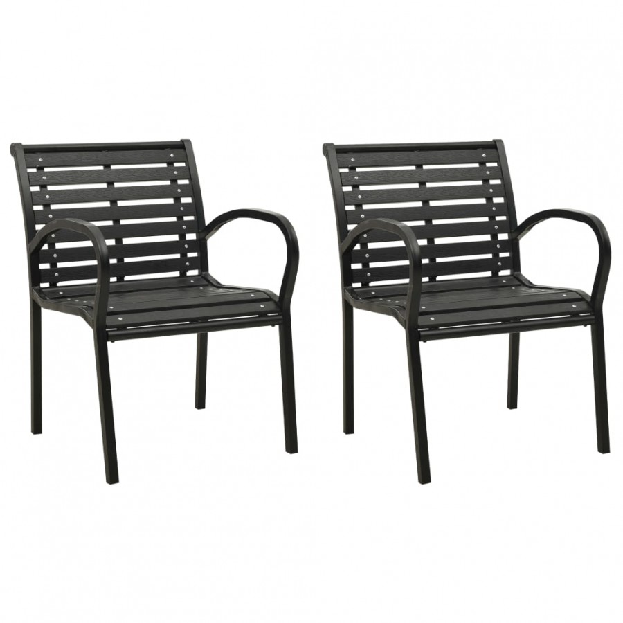 Chaises de jardin 2 pcs Acier et WPC Noir