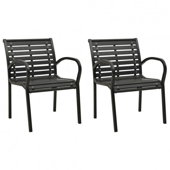 Chaises de jardin 2 pcs Acier et WPC Noir