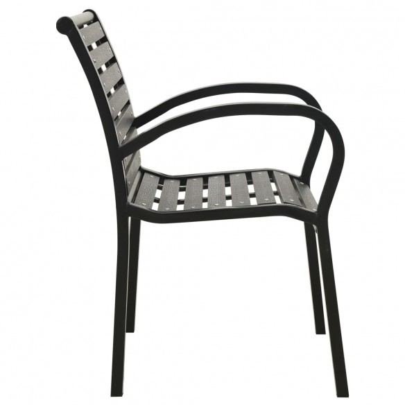 Chaises de jardin 2 pcs Acier et WPC Noir