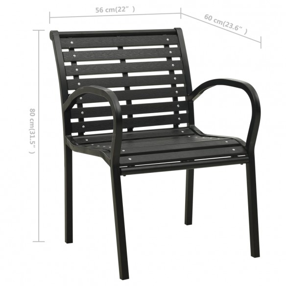 Chaises de jardin 2 pcs Acier et WPC Noir