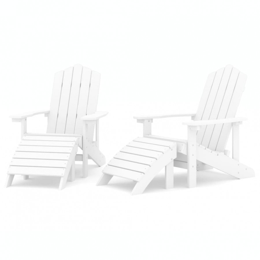 Chaises de jardin Adirondack 2 pcs avec repose-pieds PEHD Blanc