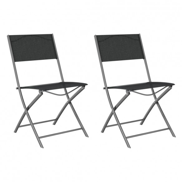 Chaises d'extérieur pliables 2 pcs Noir Acier et textilène