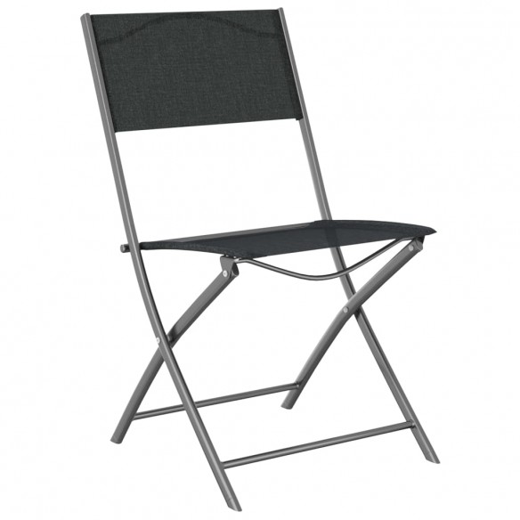 Chaises d'extérieur pliables 2 pcs Noir Acier et textilène