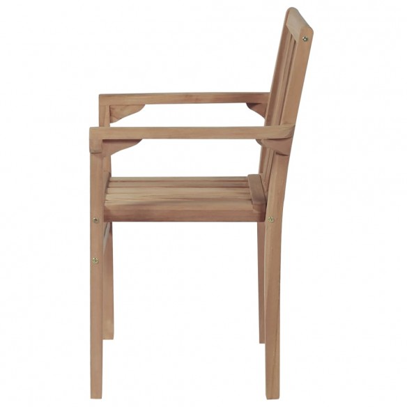 Chaises empilables de jardin 2 pcs Bois de teck solide