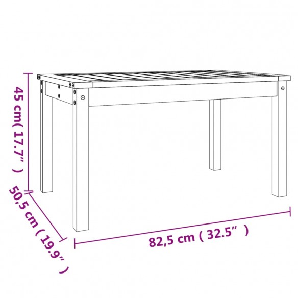 Table de jardin noir 82,5x50,5x45 cm bois massif de pin