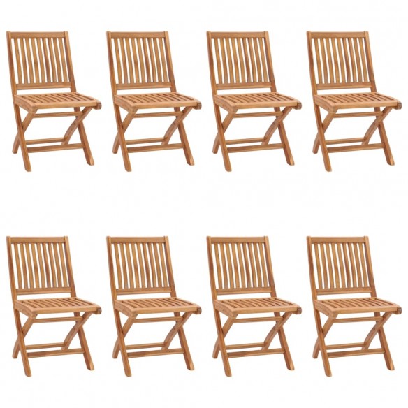 Chaises pliables de jardin avec coussins 8 pcs Teck solide