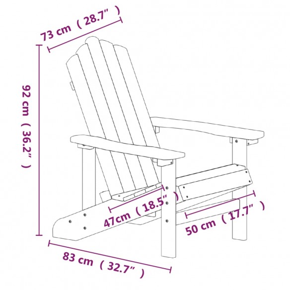 Chaise Adirondack de jardin PEHD Blanc