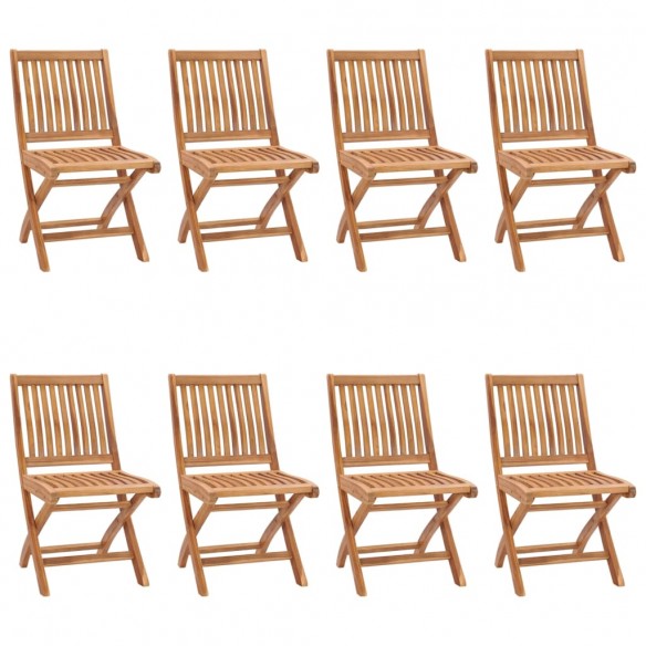 Chaises pliables de jardin avec coussins 8 pcs Teck solide