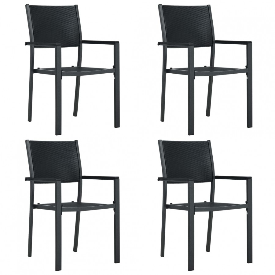 Chaises de jardin 4 pcs Noir Plastique Aspect de rotin