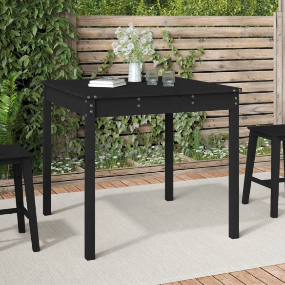 Table de jardin noir 82,5x82,5x76 cm bois massif de pin