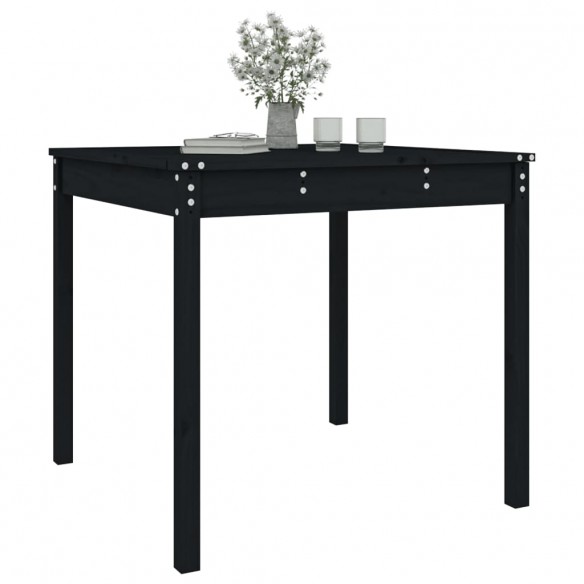 Table de jardin noir 82,5x82,5x76 cm bois massif de pin