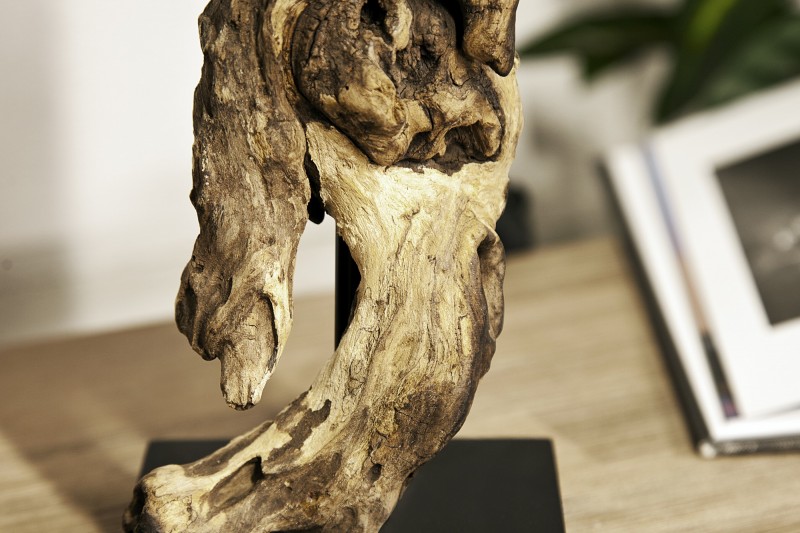 Lampe à poser 15 cm en bois flotté et lin beige