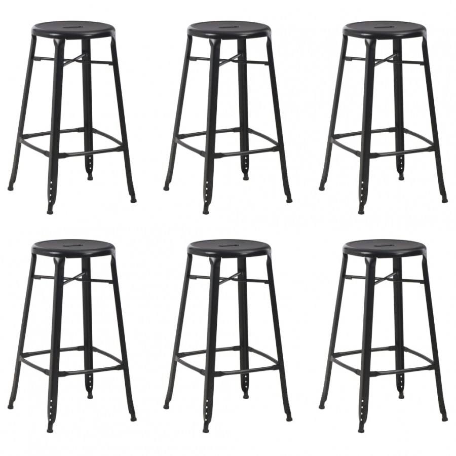 Tabourets de bar lot de 6 noir acier