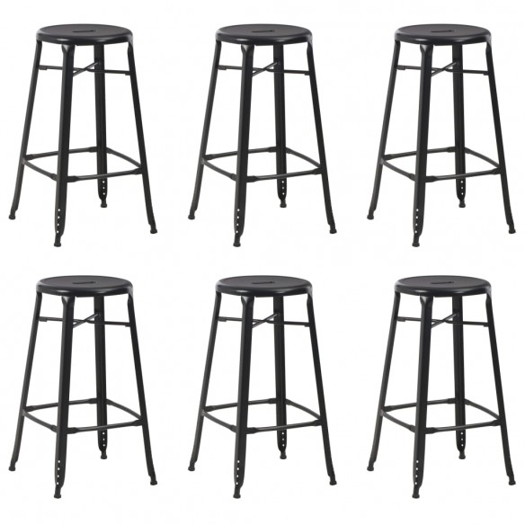 Tabourets de bar lot de 6 noir acier