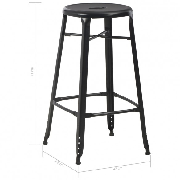 Tabourets de bar lot de 6 noir acier