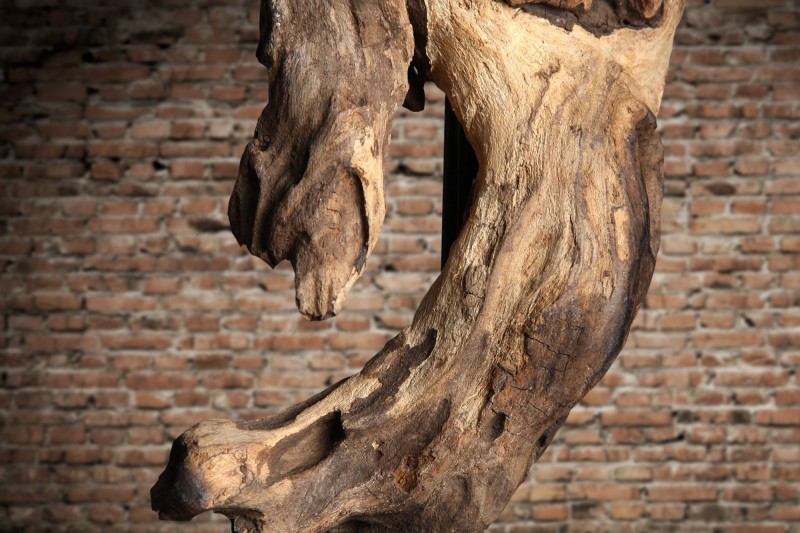 Lampe à poser 15 cm en bois flotté et lin beige