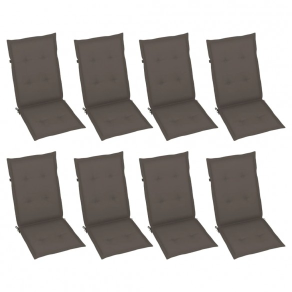 Chaises inclinables de jardin avec coussins 8 pcs Gris Acacia