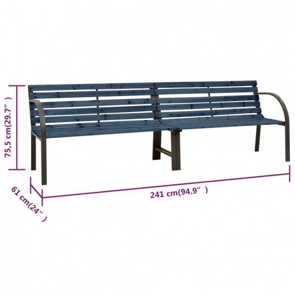 Banc double de jardin 241 cm Bois de pin chinois Gris