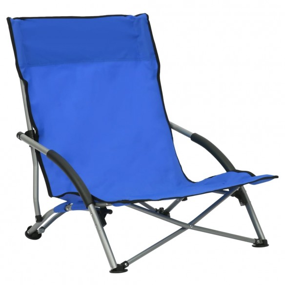 Chaises de plage pliables 2 pcs Bleu Tissu